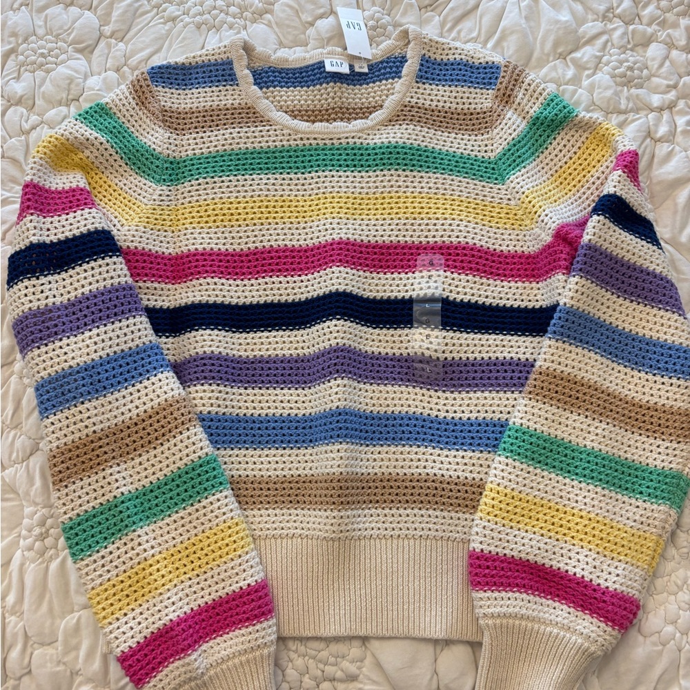 GAP Multicolor Striped Crew Neck Sweater